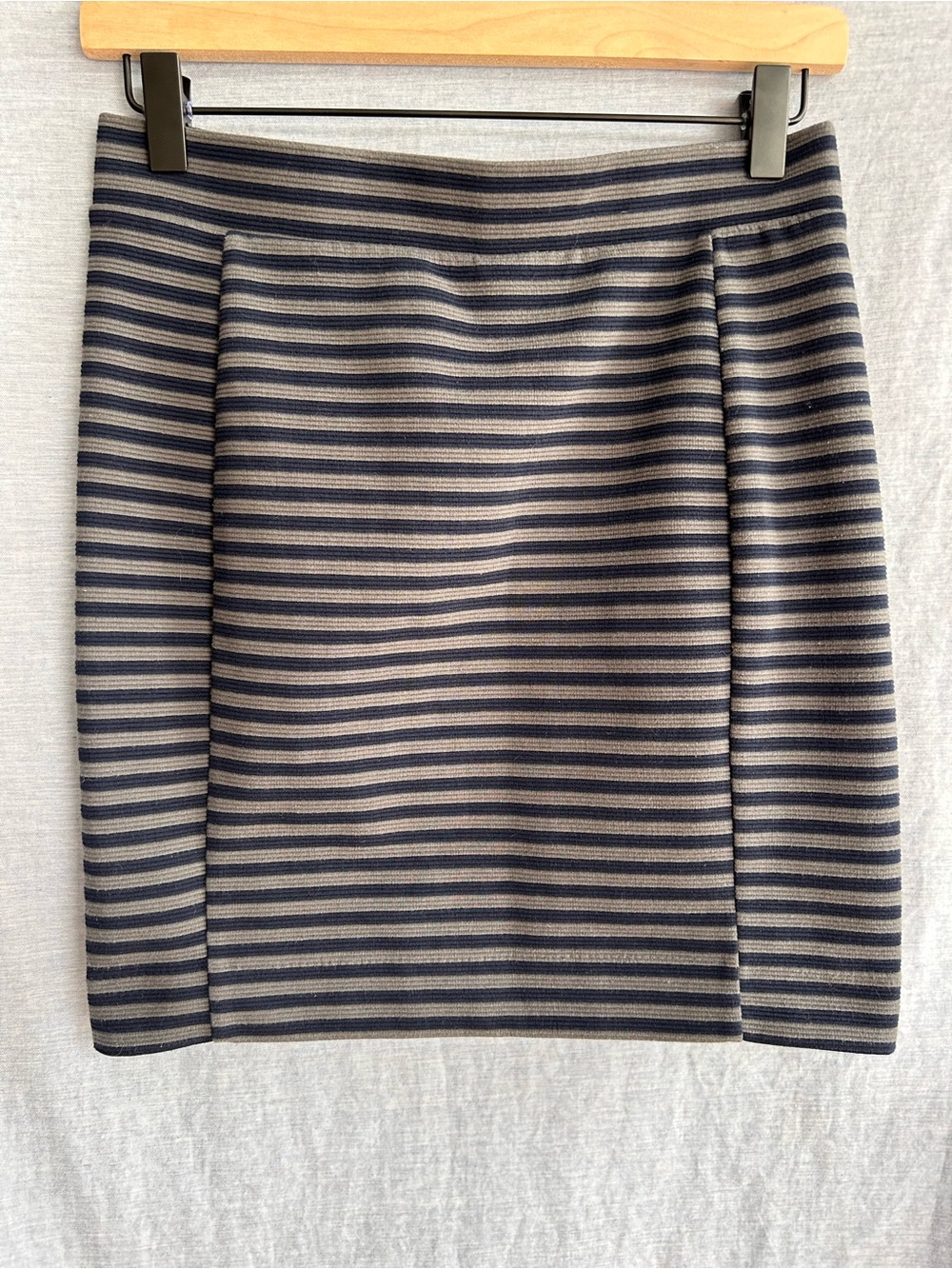 Madewell Navy and Gray Striped Knit Pencil Skirt